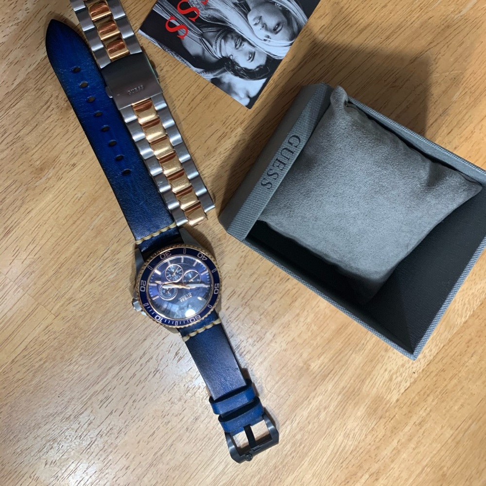Guess blue dial tone dive watch